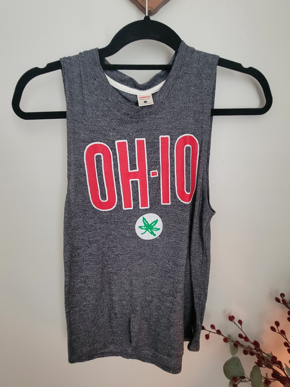 HOMAGE Size XS Gray Tank Top with Red OH-IO Graphic